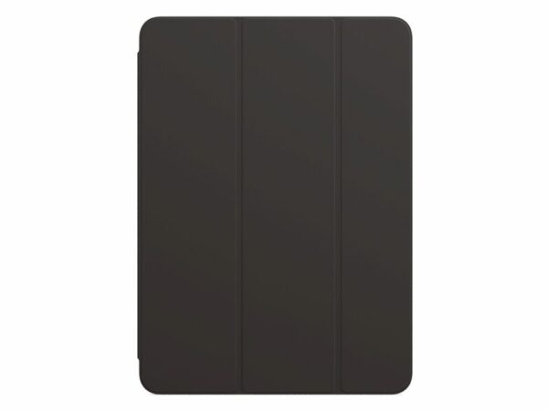 Das Bild zeigt das Apple Smart Folio in Schwarz für das iPad Pro 11" (kompatibel mit der 1. bis 4. Generation). Es handelt sich um eine schlanke, vordere Schutzhülle mit einer klappbaren Front, die als Ständer für das iPad verwendet werden kann und dessen Display schützt, wenn es nicht in Gebrauch ist.
