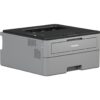 Das Bild zeigt einen ‘Brother HL-L2350DW’ Kompakt-Monochrom-Laserdrucker. Der Drucker ist in einem grauen Gehäuse mit einem dunklen Deckel und der Marke "Brother" auf der Frontseite. Der Drucker ist für das Drucken von Schwarzweiß-Dokumenten konzipiert und verfügt über eine Papierzufuhr von oben. Er eignet sich für Heim- oder Kleinbüros, wo ein einfacher, zuverlässiger Laserdrucker benötigt wird.