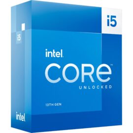 Das Bild zeigt die Verpackung des Intel® Core™ i5-13600KF Prozessors der 13. Generation. Auf der blauen Schachtel ist das Logo von Intel und der Schriftzug "CORE i5" zu sehen, ergänzt durch den Hinweis "UNLOCKED", was darauf hinweist, dass dieser Prozessor übertaktbar ist. Unterhalb steht "13th GEN", was die Generation des Prozessors kennzeichnet. Das Bild dient dazu, das Produkt visuell zu präsentieren und ist wahrscheinlich für Marketingzwecke, Produktbeschreibungen oder Online-Shops gedacht, um Kunden über das Aussehen des Produktes zu informieren.