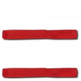 Das Bild zeigt zwei rote 'Satch Pack SWAPS - Individuell gestaltbare Klettstreifen' vor einem isolierten, weißen Hintergrund. Diese Streifen sind für die Personalisierung von Satch Rucksäcken konzipiert, indem man sie an entsprechenden Stellen anbringt, um das Erscheinungsbild des Rucksacks zu verändern oder zu individualisieren.