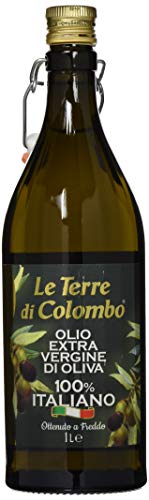 Le Terre di Colombo – 100 % Italienisches Natives Olivenöl Extra, Gerippte Flasche mit Mechanischem Verschluss, 1 l